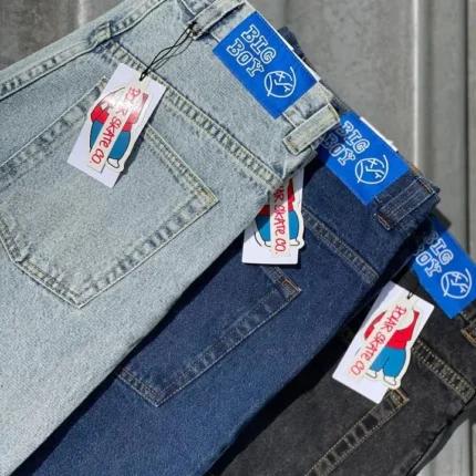 Streetwear Polar Big Boy Jeans Y2K Harajuku Hip Hop Gothic Cartoon Embroidery Retro Blue Baggy Jeans Men Women Wide Leg Trouser