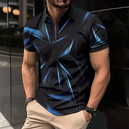 Summer Men Short-Sleeved Polo Shirt Fashion Casual Blue Knife Mark Printing T-Shirt Men's Moto Shirt Men Clothing Top S-XXXL