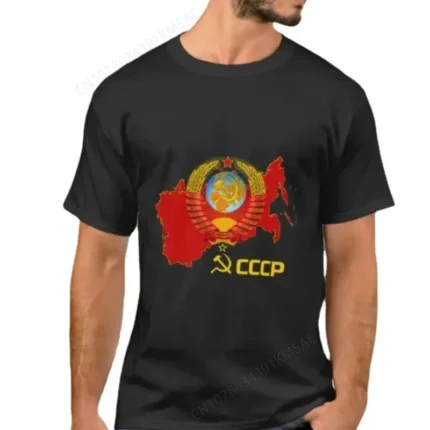 Summer Cotton Short Sleeve O-Neck Mens T Shirt New S-5xl Communist CCCP Soviet Union Nation Emblem and Map Illustration  clothes